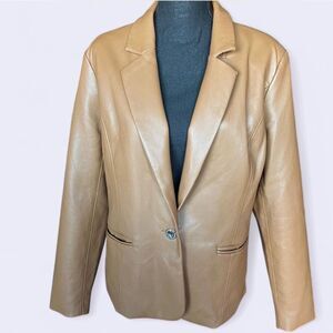 Marc New York (Andrew Mark) Size L Classic tan vegan leather jacket
